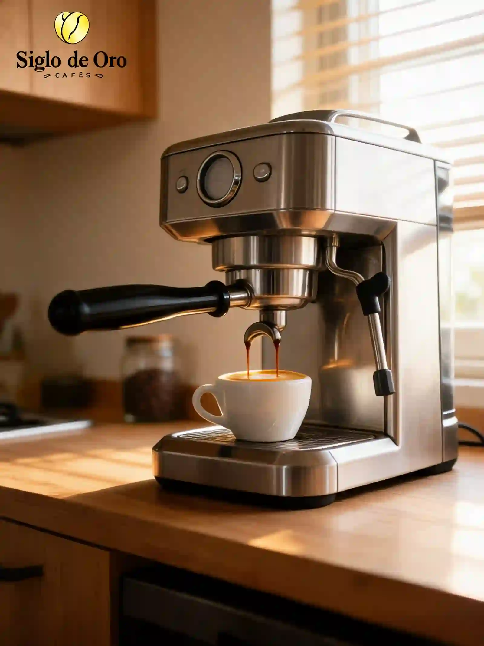 Espresso machine brewing the perfect coffee at home